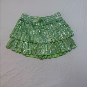 Shimmering Green Tiered Skort